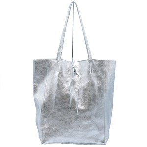 Tote Bag sliver Made in Italy Genuine Leather