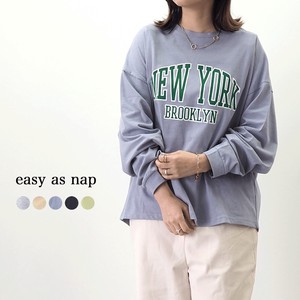 NEW YORK BROOKLYN プリント 袖ギャザーロンT【easy as nap】【2022春】