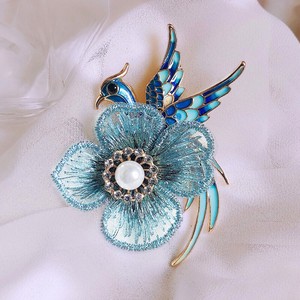 Ladies Brooch Flower Pearl Enamel Phoenix Brooch Costume 3