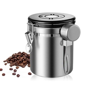 コーヒー豆 容器 ステンレス鋼 気密 密閉型 スプーン 保存 小麦粉 シュガー ホルダー 缶 収納 瓶ZCLB028