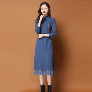 Knitted One-piece Dress Ladies A/W A line Long Sleeve One-piece Dress 2022