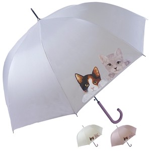 傘20％OFFセール：春夏 晴雨兼用傘 ちょこんと猫柄 ジャンプ傘 UVカット 日傘