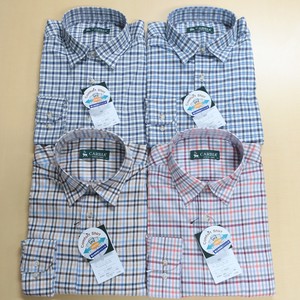 Stretch Grid Pattern Regular Shirt