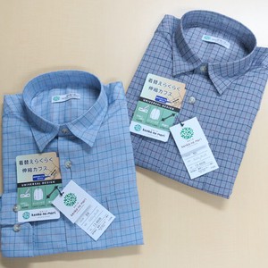 Stretch Grid Pattern Expansion Cuffs Casual Shirt
