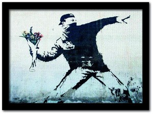 バンクシー（Banksy）インテリアアート　Fower bomber　「2022新作」
