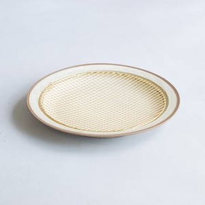 Plate L White x Pure gold plating semicircle mesh