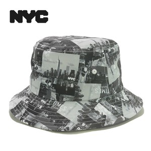 【年間品】NYCライセンスCITY転写プリントバケットハット　ヤング帽子「2022新作」