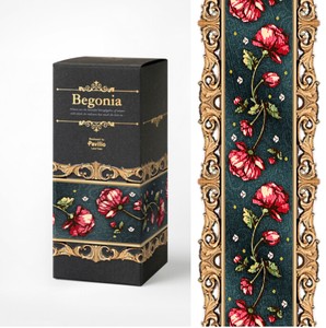 人気アイテム　レーステープ『Begonia』47mm　日本製　中抜き　美術館コラボ　手帳　デコレーション
