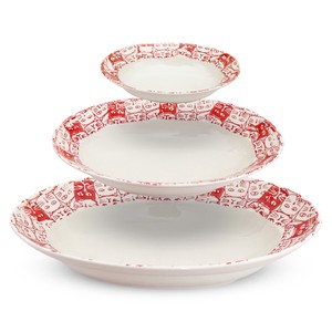 Hasami ware Divided Plate Red Cats L 3-pcs Made in Japan