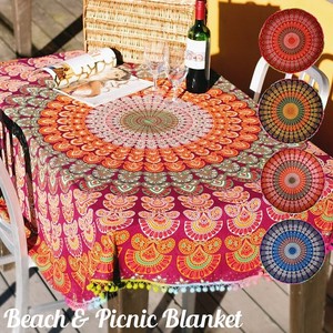 Mandala Round Blanket Picnic Blanket Sofa Cover Tablecloth 80 cm