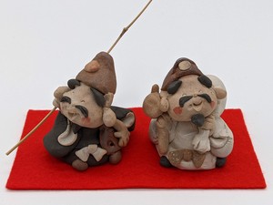 Better Fortune Ebisu Daikoku Ornament Hand-Crafted Mino Ware Doll Interior