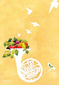 ポストカード イラスト 山田和明「白い夢」絵本作家 音楽 水彩画 メッセージカード 郵便はがき