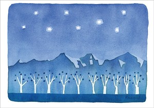 ポストカード イラスト 山田和明「星の瞬き」絵本作家 水彩画 メッセージカード 郵便はがき
