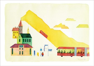 ポストカード イラスト 山田和明「ピラタス山へ」絵本作家 水彩画 メッセージカード