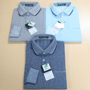 Long Sleeve Birdseye Stripe Fabric Polo Shirt