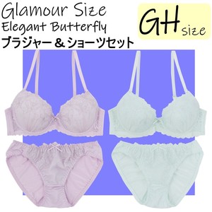 【グラマーサイズ】Elegant Butterfly　ブラジャー＆ショーツセット　GHカップ　大きいサイズ　厚手パット