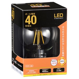 LED電球 フィラメント ボール電球形 E26 40形 電球色 クリア 全方向｜LDG3L C6「2022新作」