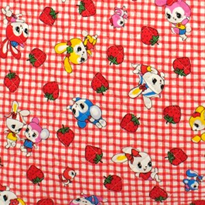 Quilt Processing Fabric Strawberry Land Red 1m Unit Picture Book