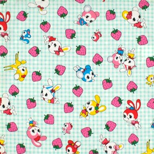 Fabric Strawberry Land Mint 1m Unit Picture Book