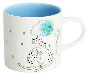 蛍彫りマグカップ 雨とネコ