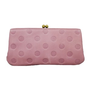 Cow Leather Dot Coin Purse Long Wallet