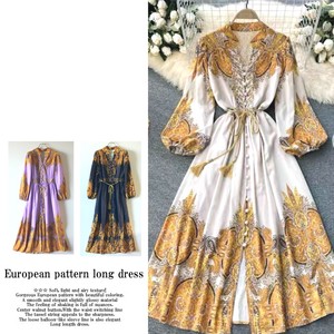 European Pattern Long One-piece Dress Tassel