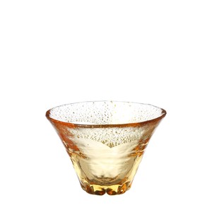 《日本製》和がらす温　富士見さくら 酒杯(琥珀・金箔)【グラス】【盃】【熱燗】【日本酒】「2022新作」