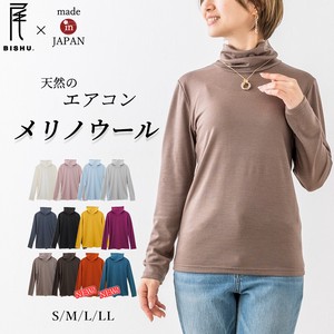 T-shirt Long Sleeves High-Neck Tops Ladies' Made in Japan