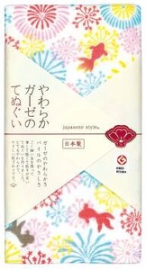 日本製 made in japan ジャパニーズスタイル 花火と金魚 てぬぐい JS6089