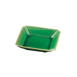 <SALE>緑釉隅切角皿 ＜日本製＞【在庫限り】