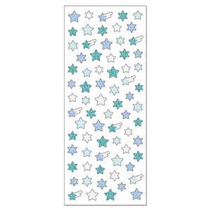 Glitter Sticker Petit Star Blue Seal Size : H170 x W70 mm
