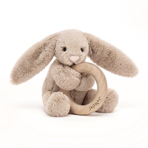 【日本定番】Bashful Beige Bunny Wooden Ring Toy