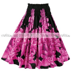 【フラダンス衣装】シックな黒×鮮やかなプラムピンク★パウスカート　黒×ピンク★