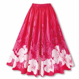 【フラダンス衣装】白のハイビスカスが可憐な一枚★フラダンススカート ピンク系★パウスカート 花柄