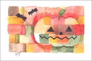 ポストカード ハロウィン marron125「オレンジかぼちゃ」ジャック・オー・ランタン イラスト
