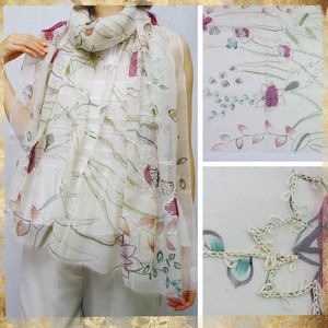 Stole Floral Pattern Embroidered