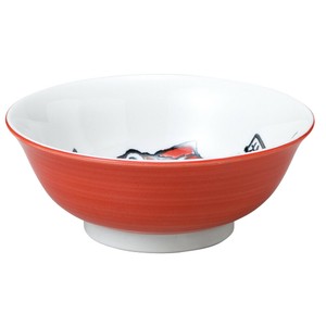 めで鯛63ラーメン丼 赤 [minoware Mino ware 美濃焼]