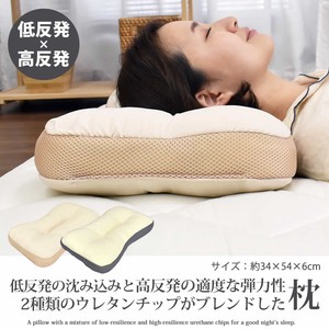 ウレタンチップ枕 高反発 低反発 立体枕 32×54cm