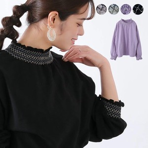 T-shirt/Tee Pullover Frilly Shirring Embroidered