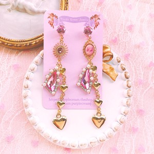 Pierced Earrings Titanium Post Pink Bijoux