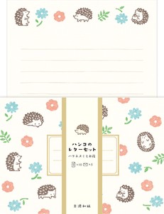 Hanko Writing Papers & Envelope Hedgehog Flower