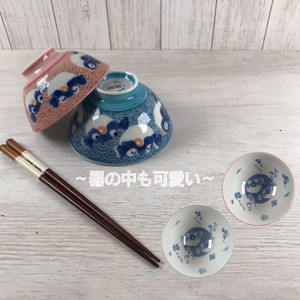 フグ 深口茶碗 (紺・ピンク)日本製/美濃焼/飯碗/陶器