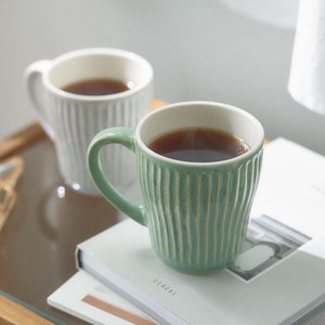 Ripple Pair Mag Cups Beige Green Mino Ware Mug Coffee Gift Set