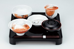 Red Made in Japan Seto ware Yamanaka Coating Eat Plates Baby 100