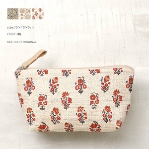 Pouch Floral Pattern Linen Made in Japan