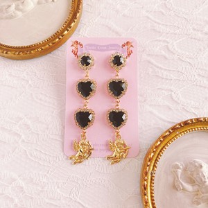Pierced Earrings Titanium Post Bijoux black
