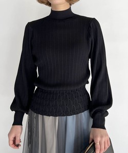 Sweater/Knitwear High-Neck Shirring