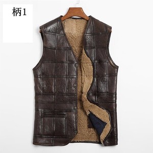 A/W Men's Sheep V-neck Genuine Leather Vest 632