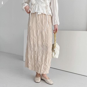 Ladies SALE【スカート】しわ　Aライン　ルーズフィット　シンプル　ロング　スカート　Wrinkle skirt