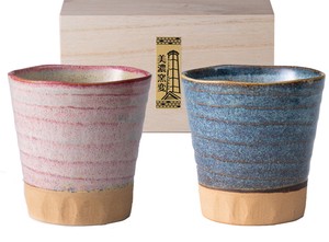 Mino Kiln Change Cup Wood Boxed Pottery Porcelain Cup Rock Glass